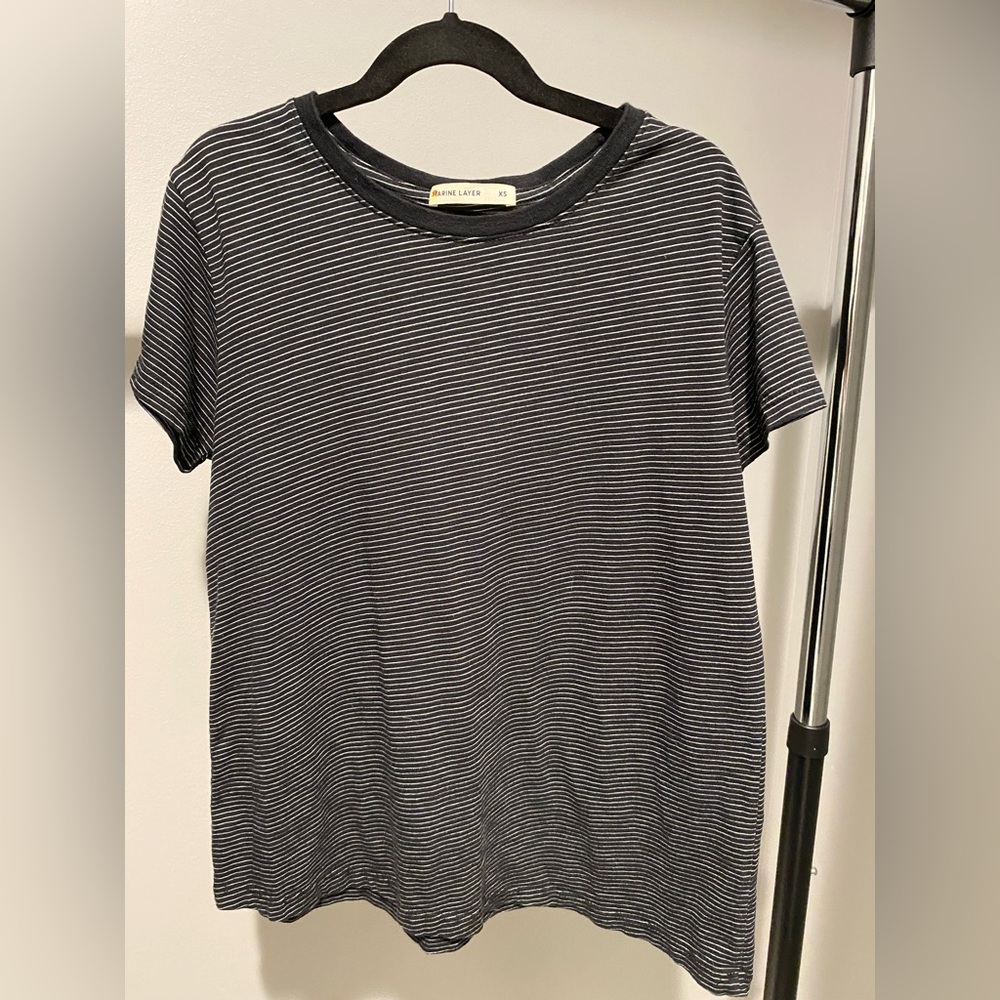 Marine Layer black and white stripe crew neck tee XS